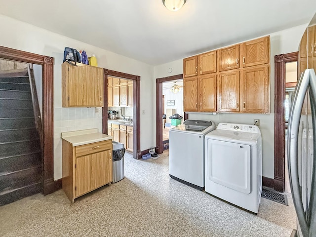 401 S Chestnut St, Shannon, IL 61078 - laundry room with cabinet space and washing machine and dryer