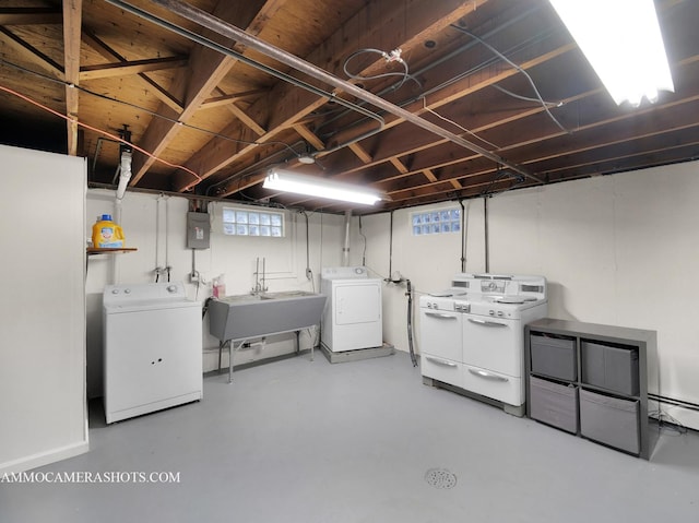513 Chaney Ave, Crest Hill, IL 60403 - below grade area with separate washer and dryer and a baseboard radiator