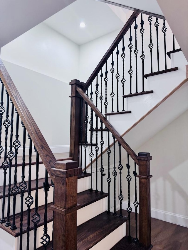 7253 S Marshfield Ave, Chicago, IL 60636 - staircase with wood finished floors and recessed lighting