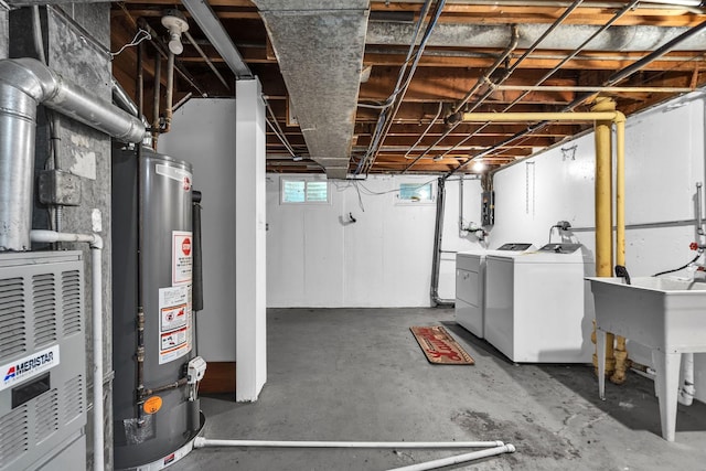 2059 Pine St Unit D, Des Plaines, IL 60018 - basement featuring water heater and independent washer and dryer