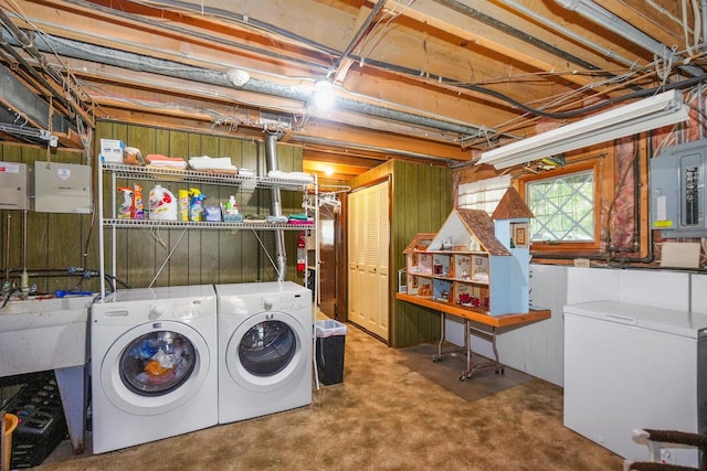 10S125 Springbrook Dr, Naperville, IL 60565 - laundry area with electric panel and washer and dryer