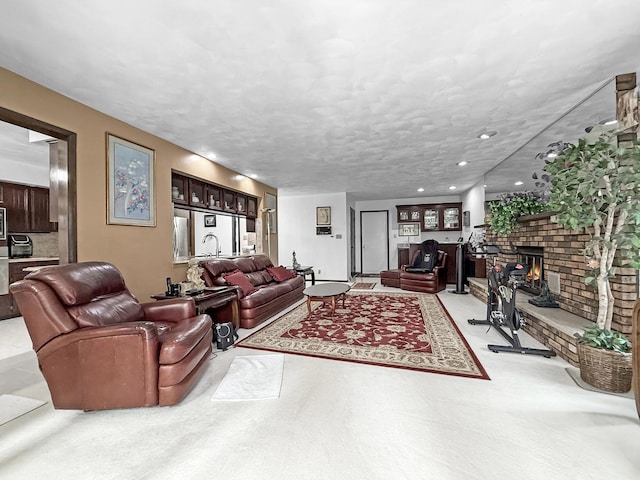 1607 Parkside Ct, Freeport, IL 61032 - living room with a brick fireplace and recessed lighting