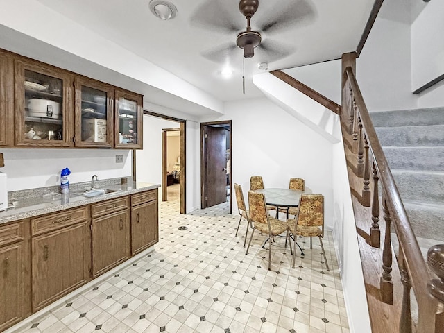 1607 Parkside Ct, Freeport, IL 61032 - dining area featuring stairway and a ceiling fan