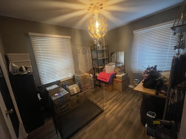 111 Earl Ave, Joliet, IL 60436 - office space featuring wood finished floors and a chandelier
