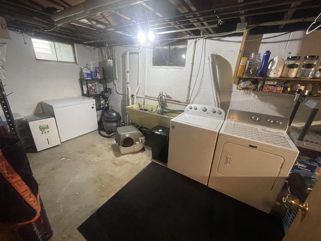111 Earl Ave, Joliet, IL 60436 - basement featuring separate washer and dryer and fridge