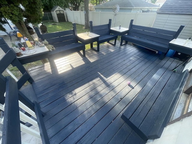 111 Earl Ave, Joliet, IL 60436 - deck with a storage shed and a fenced backyard