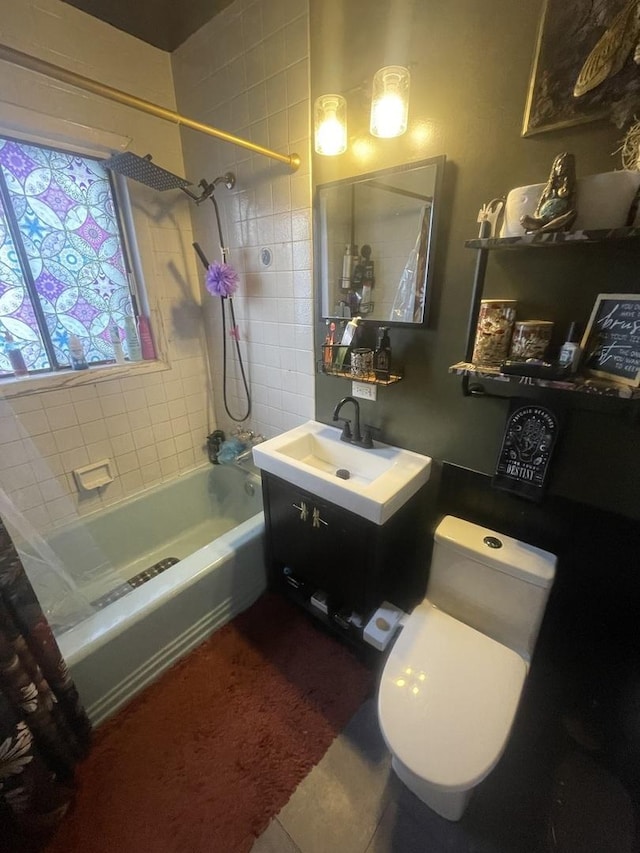 111 Earl Ave, Joliet, IL 60436 - full bathroom with tub / shower combination, vanity, and tile patterned floors