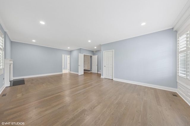 1604 Burr Ridge Clb, Burr Ridge, IL 60527 - unfurnished living room with crown molding, recessed lighting, and wood finished floors