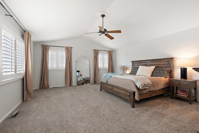 8378 Dunmore Dr, Tinley Park, IL 60487 - carpeted bedroom with vaulted ceiling and a ceiling fan