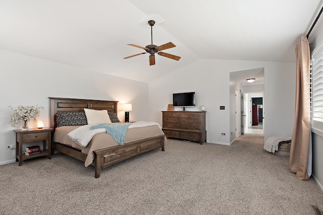 8378 Dunmore Dr, Tinley Park, IL 60487 - bedroom featuring vaulted ceiling, light colored carpet, and a ceiling fan