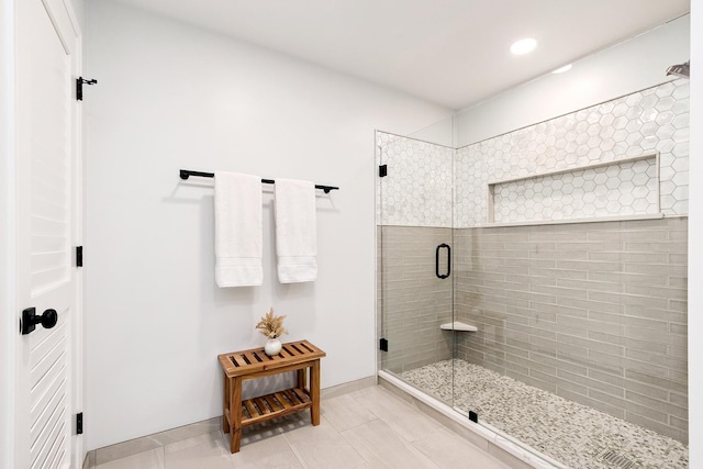 8378 Dunmore Dr, Tinley Park, IL 60487 - full bath with a shower stall, recessed lighting, and tile patterned floors