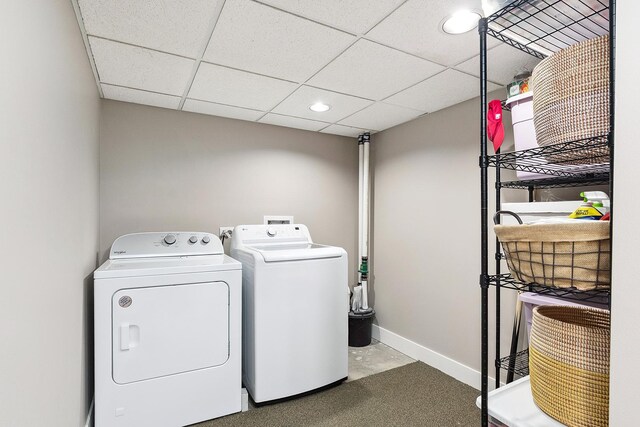 8378 Dunmore Dr, Tinley Park, IL 60487 - laundry area with washing machine and dryer, carpet flooring, and recessed lighting