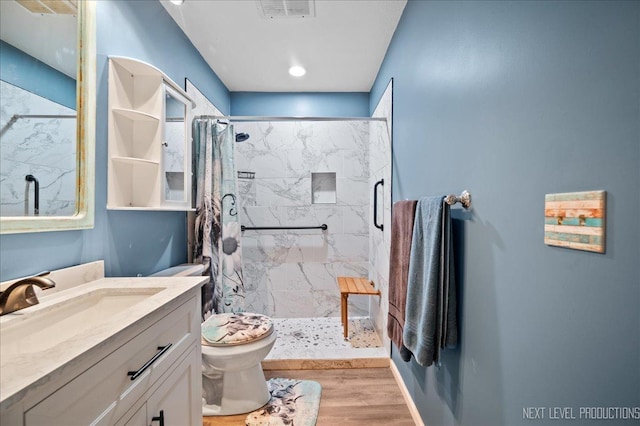 1885 Monday Dr, Elgin, IL 60123 - bathroom with a marble finish shower, wood finished floors, and vanity