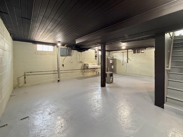 309 W S St, Pearl City, IL 61062 - basement with stairway and water heater