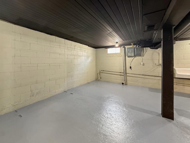 309 W S St, Pearl City, IL 61062 - basement featuring concrete block wall and electric panel