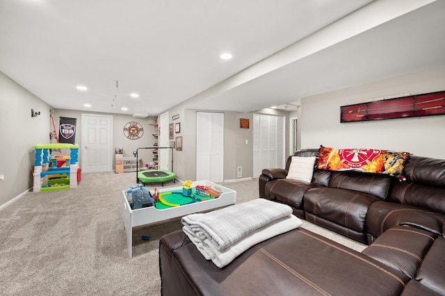203 Stearn Dr, Genoa, IL 60135 - carpeted living area featuring recessed lighting