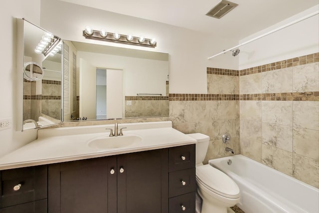 1227 S Old Wilke Rd Unit 304, Arlington Heights, IL 60005 - full bathroom featuring vanity, shower / bath combination, and tile walls