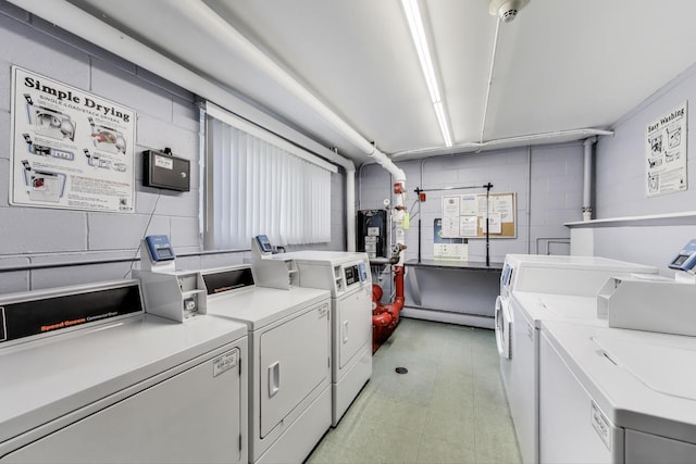 1227 S Old Wilke Rd Unit 304, Arlington Heights, IL 60005 - shared laundry with washer and clothes dryer, concrete block wall, and water heater