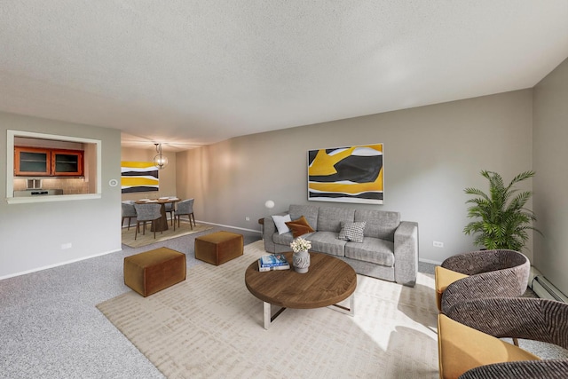 1227 S Old Wilke Rd Unit 304, Arlington Heights, IL 60005 - carpeted living room with baseboard heating and a textured ceiling