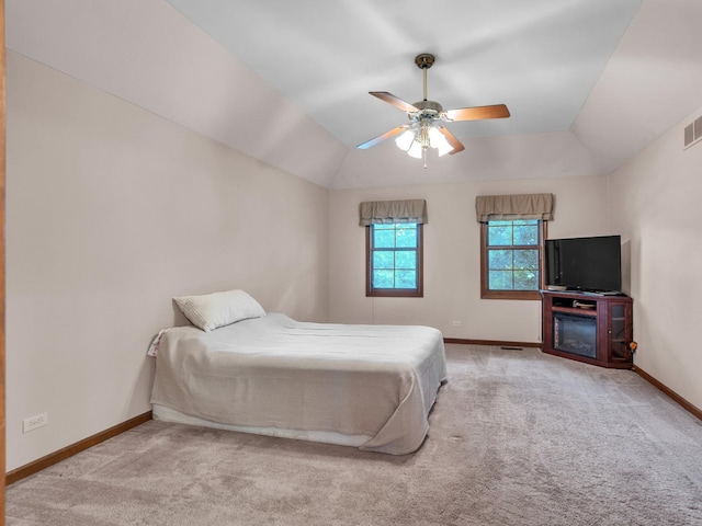 231 Deer Ln, Sleepy Hollow, IL 60118 - carpeted bedroom featuring lofted ceiling and a ceiling fan