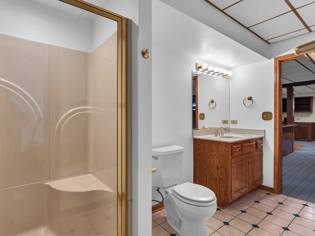 231 Deer Ln, Sleepy Hollow, IL 60118 - bathroom featuring vanity, a stall shower, and tile patterned floors