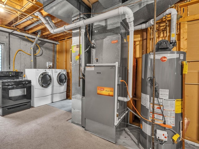231 Deer Ln, Sleepy Hollow, IL 60118 - unfinished basement featuring water heater, independent washer and dryer, and heating unit