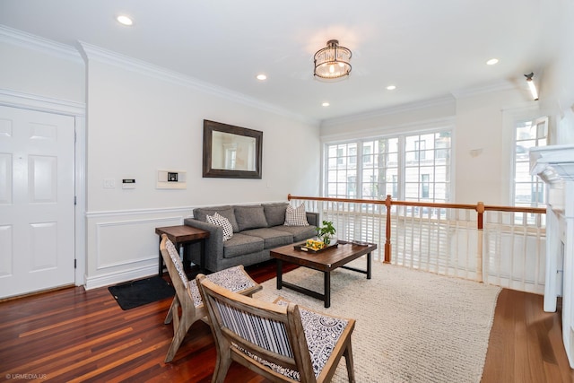 2418 N Southport Ave Unit 1, Chicago, IL 60614 - living area with wood finished floors, recessed lighting, and crown molding