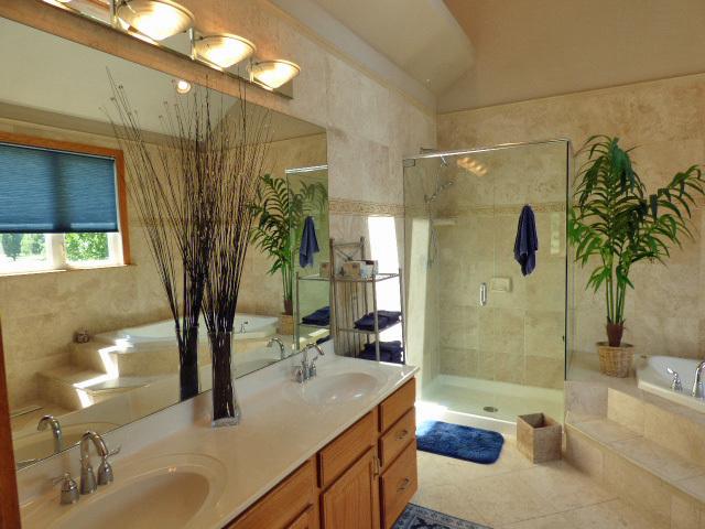 41W951 Hunters Hill Dr, Saint Charles, IL 60175 - full bath with a stall shower, a garden tub, double vanity, and tile patterned flooring