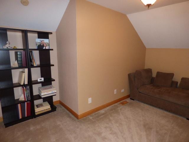 41W951 Hunters Hill Dr, Saint Charles, IL 60175 - carpeted living area with lofted ceiling and baseboards
