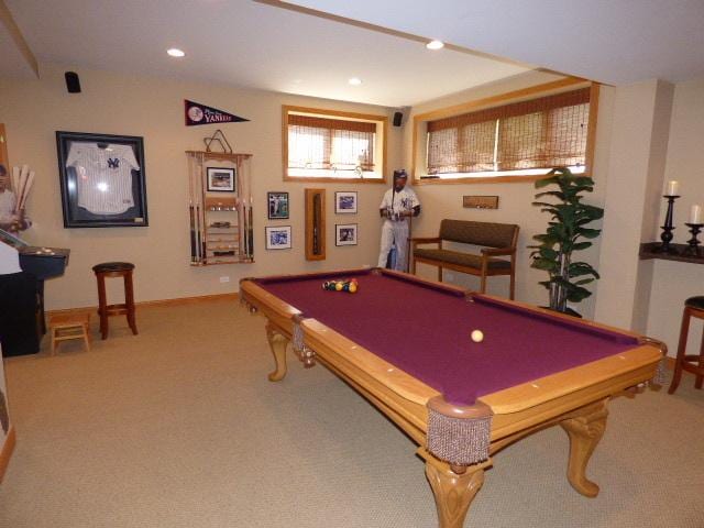 41W951 Hunters Hill Dr, Saint Charles, IL 60175 - playroom featuring billiards, carpet, and recessed lighting