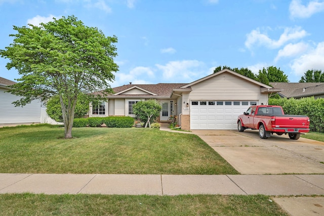 1308 Cumberland Dr, Joliet, IL 60431 - single story home featuring an attached garage, driveway, a front lawn, and brick siding