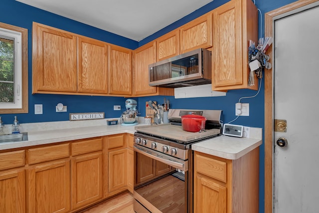 1308 Cumberland Dr, Joliet, IL 60431 - kitchen featuring appliances with stainless steel finishes, light countertops, and light wood-style floors