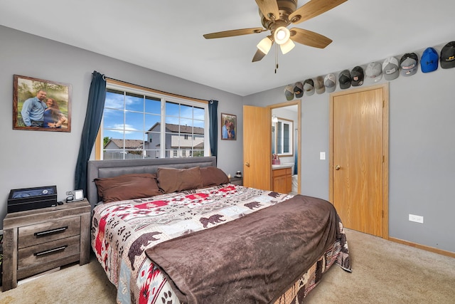 1308 Cumberland Dr, Joliet, IL 60431 - bedroom featuring carpet, ceiling fan, and ensuite bathroom