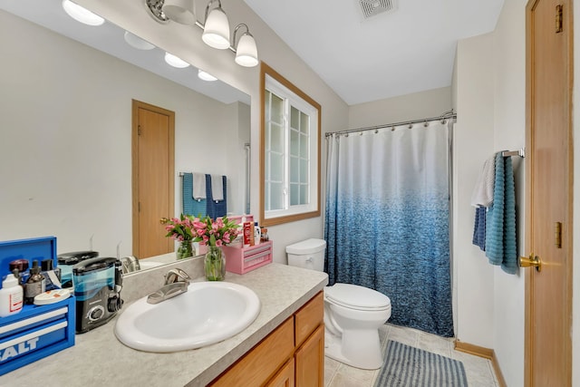 1308 Cumberland Dr, Joliet, IL 60431 - full bathroom with vanity, tile patterned floors, and curtained shower
