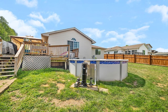 1308 Cumberland Dr, Joliet, IL 60431 - rear view of property with a deck, a fenced backyard, and stairs