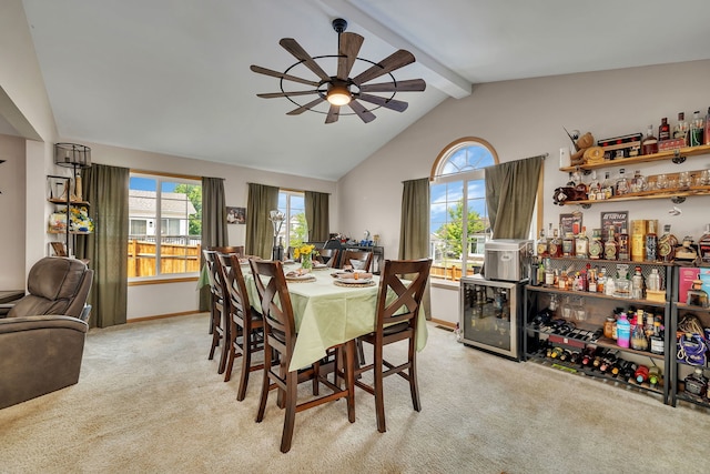 1308 Cumberland Dr, Joliet, IL 60431 - dining area featuring a ceiling fan, a dry bar, carpet flooring, and healthy amount of natural light