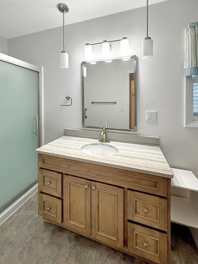 701 E Soper St, Winnebago, IL 61088 - bathroom featuring a stall shower and vanity