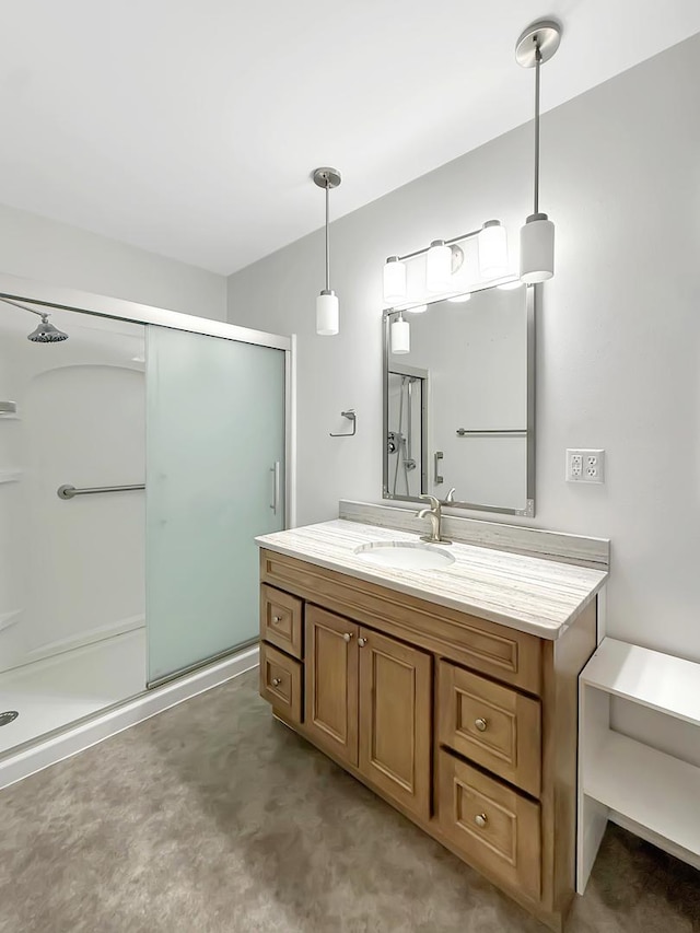 701 E Soper St, Winnebago, IL 61088 - full bathroom featuring vanity and a stall shower