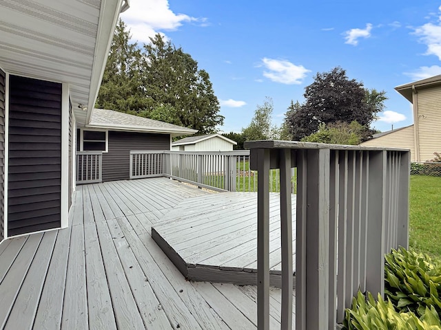 701 E Soper St, Winnebago, IL 61088 - wooden deck with an outdoor structure