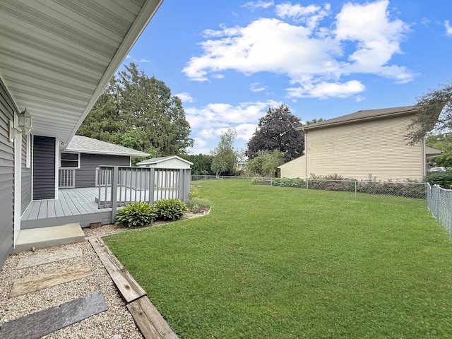 701 E Soper St, Winnebago, IL 61088 - fenced backyard with a wooden deck