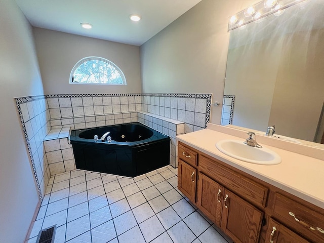 1858 David Ave, Joliet, IL 60433 - full bath with vanity, a whirlpool tub, and tile patterned flooring