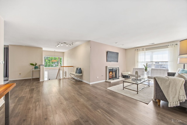 1530 Orchard Cir, Naperville, IL 60565 - living room with hardwood / wood-style floors and a warm lit fireplace
