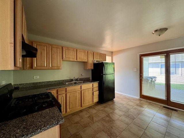 15542 S Park Ave, South Holland, IL 60473 - kitchen with black appliances, exhaust hood, and light brown cabinets