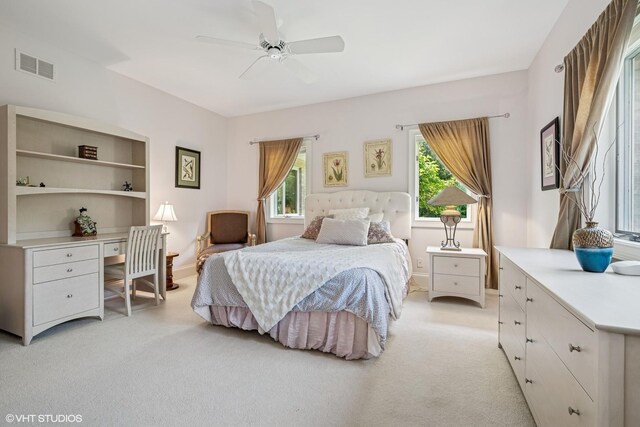 1881 Haven Ln, Green Oaks, IL 60048 - bedroom featuring light carpet, multiple windows, and a ceiling fan
