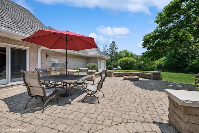 1881 Haven Ln, Green Oaks, IL 60048 - view of patio / terrace with a fire pit, outdoor dining area, and a grill