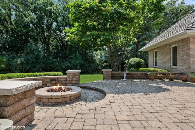 1881 Haven Ln, Green Oaks, IL 60048 - view of patio / terrace with an outdoor fire pit