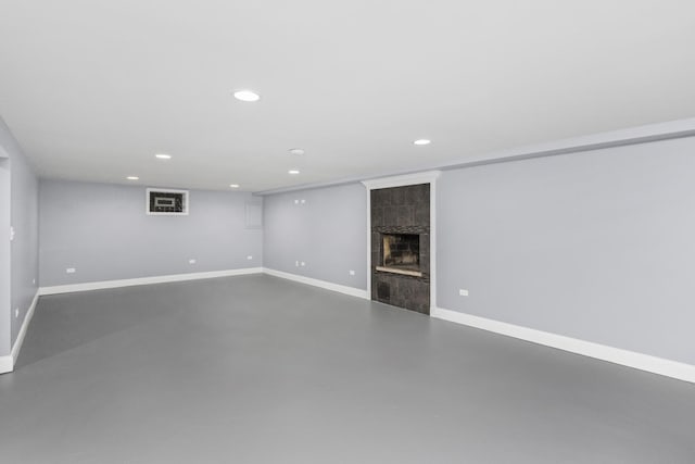 9613 S Kostner Ave, Oak Lawn, IL 60453 - below grade area with recessed lighting and a fireplace