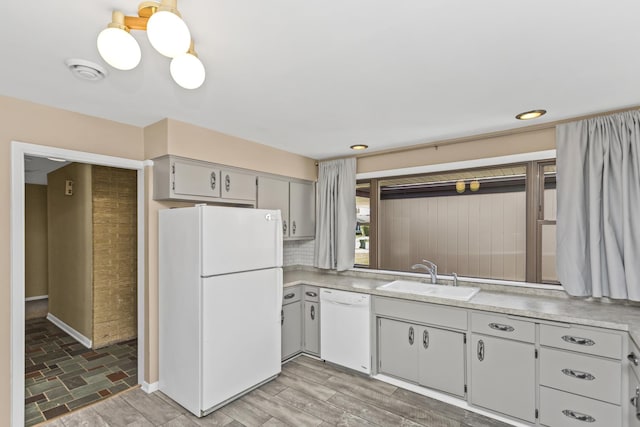 9613 S Kostner Ave, Oak Lawn, IL 60453 - kitchen featuring white appliances, light countertops, and gray cabinetry