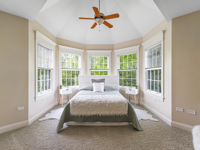 2207 N Elmkirk Pkwy N, Mchenry, IL 60051 - bedroom featuring vaulted ceiling, carpet floors, and a ceiling fan
