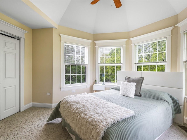 2207 N Elmkirk Pkwy N, Mchenry, IL 60051 - carpeted bedroom with lofted ceiling and a ceiling fan